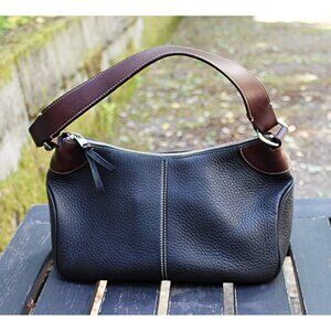 Dooney & Bourke Y2K Vintage - AWL - Short Strap Hobo Black + Brown Pebbled, USA